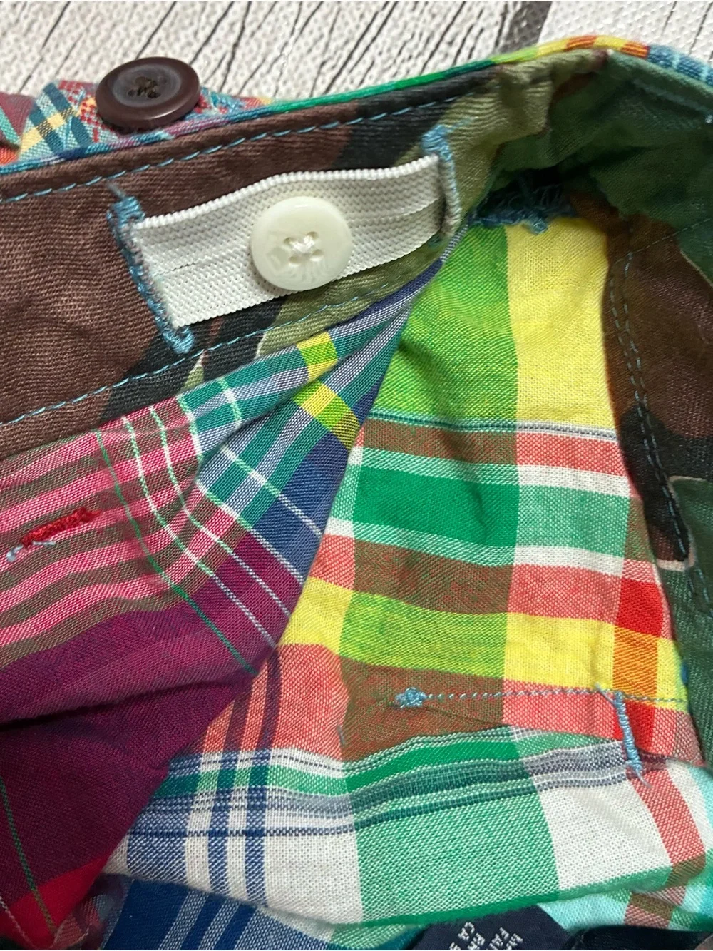 Ralph Lauren Patchwork Madras Plaid Cargo Shorts-Girls